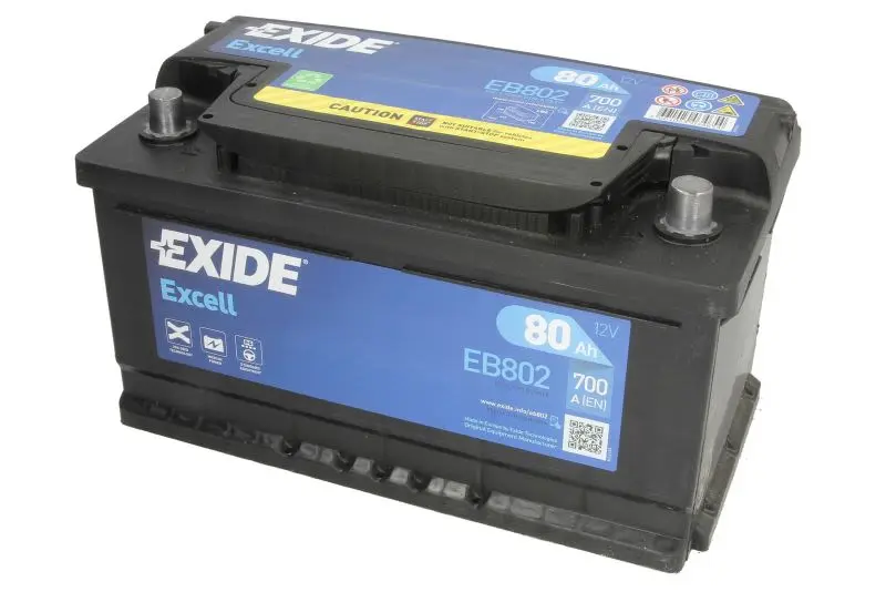 Akumulator EXIDE 12V 80Ah/700A EXCELL (P+) 315x175x175 B13 - stopka o wysokości 10,5 mm (rozruchowy) – EB802