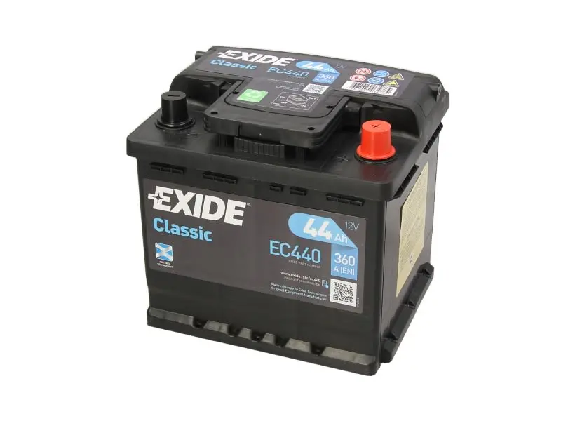 Akumulator EXIDE 12V 44Ah/360A CLASSIC (P+) 207x175x190 B13 - stopka o wysokości 10,5 mm (rozruchowy) – EC440