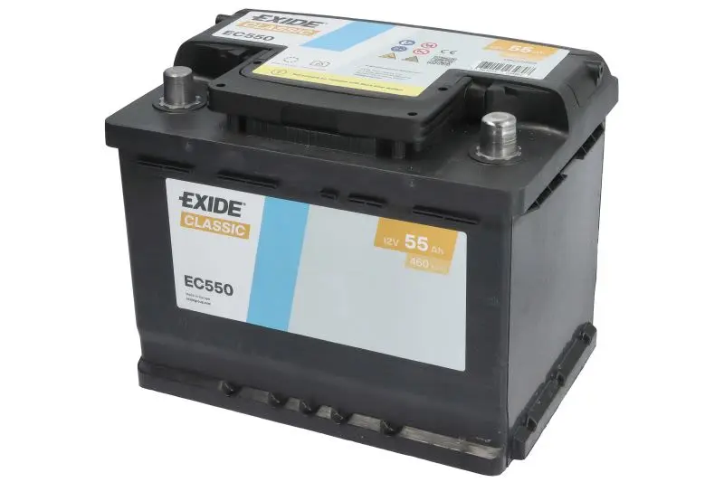 Akumulator EXIDE 12V 55Ah/460A CLASSIC (P+) 242x175x190 B13 - stopka o wysokości 10,5 mm (rozruchowy) – EC550
