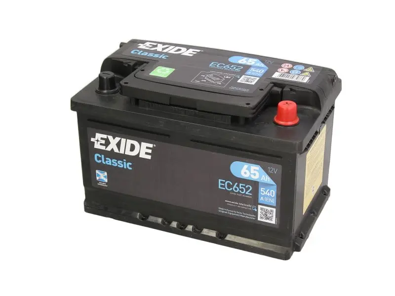 Akumulator EXIDE 12V 65Ah/540A CLASSIC (P+) 278x175x175 B13 - stopka o wysokości 10,5 mm (rozruchowy) – EC652