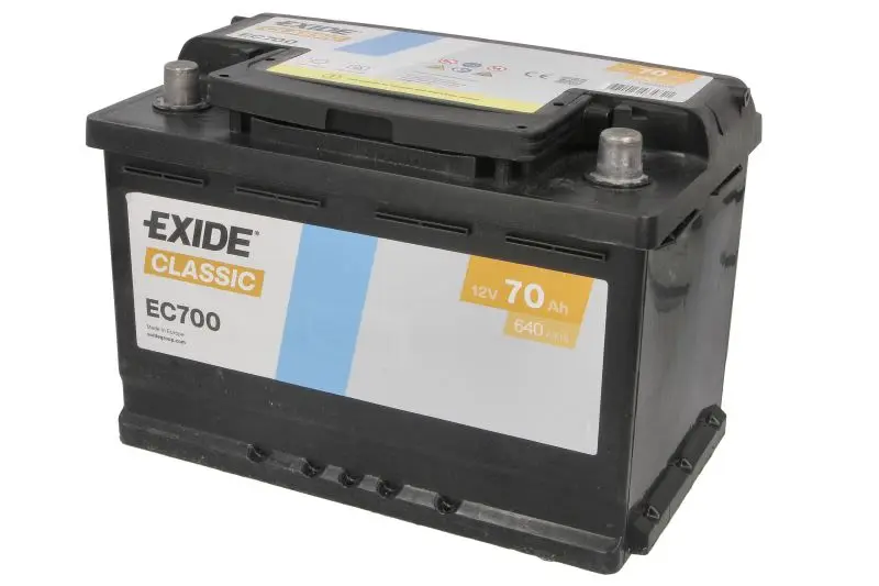 Akumulator EXIDE 12V 70Ah/640A CLASSIC (P+) 278x175x190 B13 - stopka o wysokości 10,5 mm (rozruchowy) – EC700