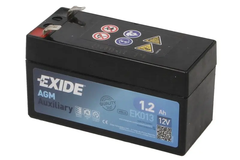 Akumulator EXIDE 12V 1,2Ah/18A AUXILIARY (P+ faston 4,7) 97x43x58 B00 - brak stopki mocującej (dodatkowy-auxiliary) – EK013