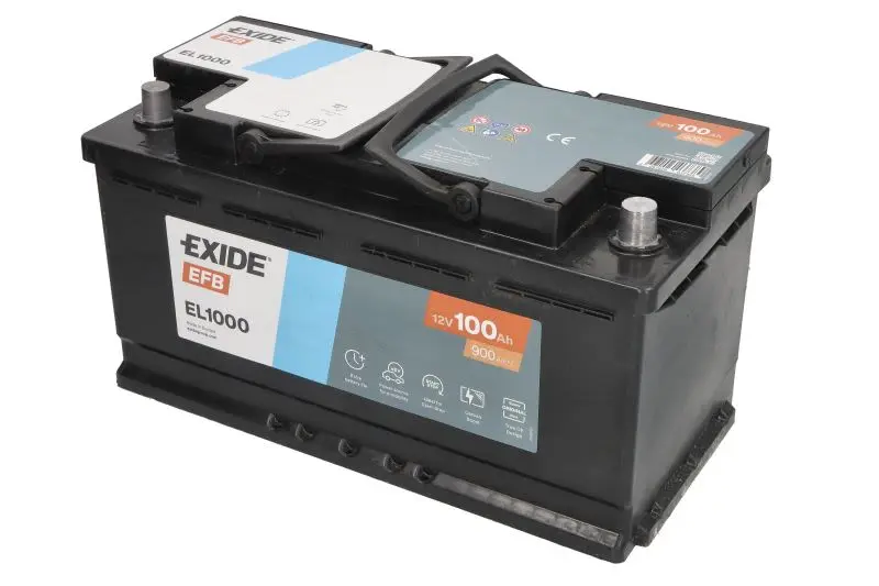 Akumulator EXIDE 12V 100Ah/900A START&STOP EFB (P+ biegun standardowy) 353x175x190 B13 - stopka o wysokości 10,5 mm (efb) – EL1000