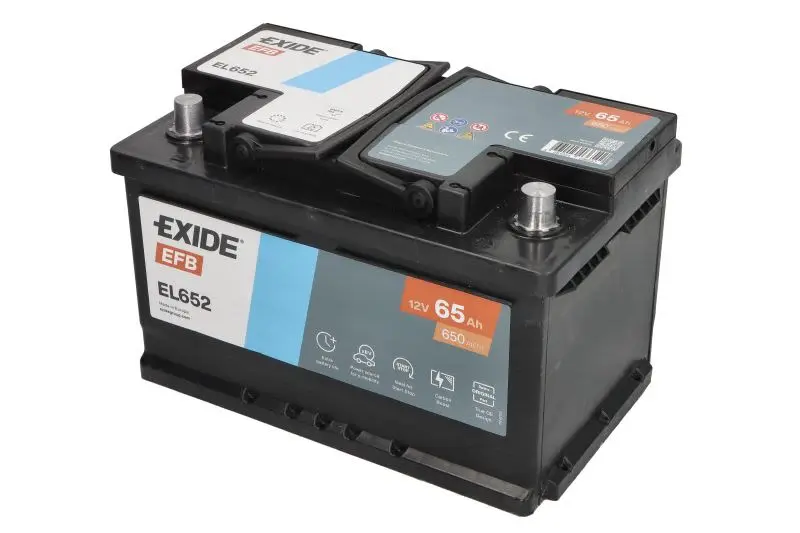 Akumulator EXIDE 12V 65Ah/650A START&STOP EFB (P+ biegun standardowy) 278x175x175 B13 - stopka o wysokości 10,5 mm (efb) – EL652