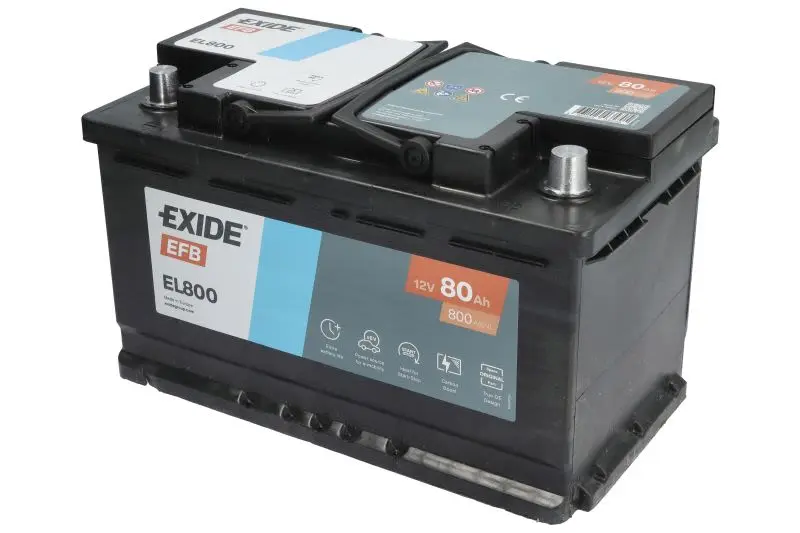 Akumulator EXIDE 12V 80Ah/800A START&STOP EFB (P+ biegun standardowy) 315x175x190 B13 - stopka o wysokości 10,5 mm (efb) – EL800