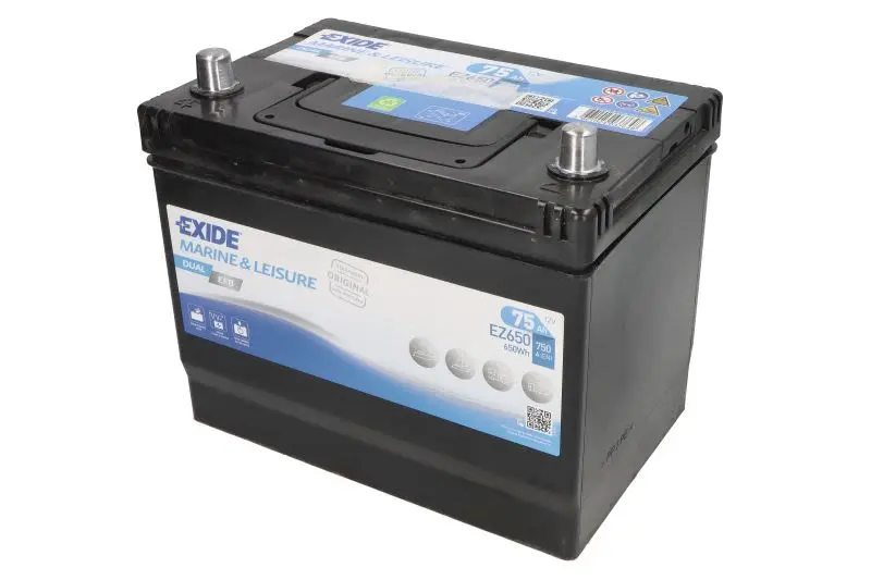 Akumulator EXIDE 12V 75Ah/750A DUAL EFB (L+) 260x173x222 B00 - brak stopki mocującej (rozruchowo-zasilający) – EZ650