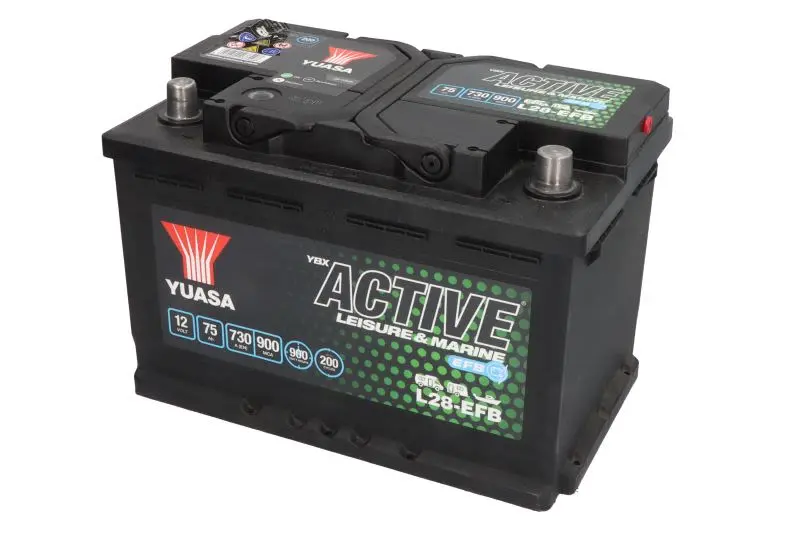 Akumulator YUASA 12V 75Ah/730A Active Leisure & Marine EFB (P+ biegun standardowy) 278x175x190 B03 - stopka o wysokości 10,5 mm (efb/głębokiego rozładowania/rozruchowo-zasilający) – L28-EFB