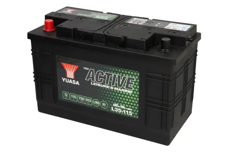Akumulator YUASA 12V 115Ah/750A Active Leisure & Marine (L+ biegun standardowy) 350x174x225 B00 - brak stopki mocującej (głębokiego rozładowania/rozruchowo-zasilający) – L35-115