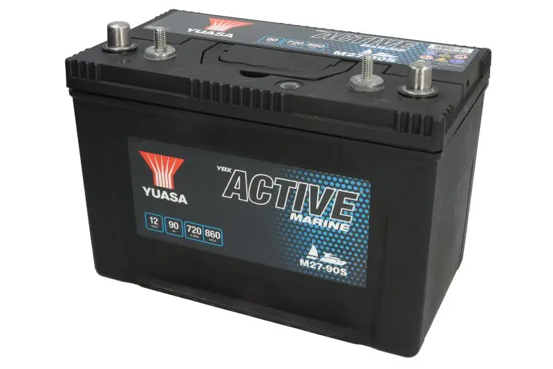 Akumulator YUASA 12V 90Ah/720A Active Marine Start (L+ biegun standardowy + gwintowany) 304x173x225 B01 - stopka o wysokości 10,5 mm (zasilający) – M27-90S