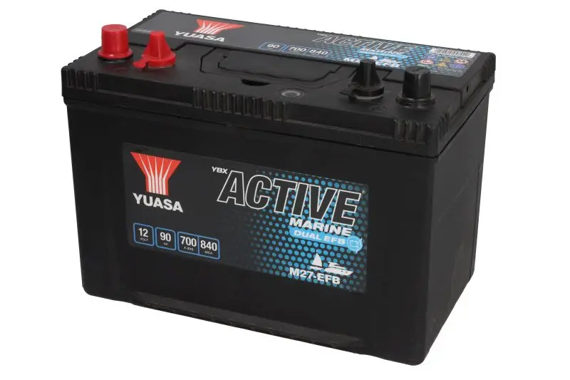 Akumulator YUASA 12V 90Ah/700A DUAL EFB (L+ biegun standardowy) 304x173x225 B01 - stopka o wysokości 10,5 mm (efb) – M27-EFB