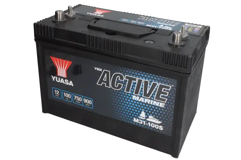 Akumulator YUASA 12V 100Ah/750A Active Marine Start (L+ biegun standardowy + gwintowany) 330x173x240 B00 - brak stopki mocującej (zasilający) – M31-100S