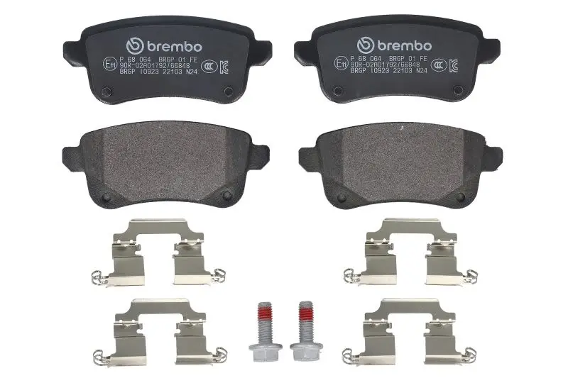 Klocki hamulcowe kpl. tył (ze śrubami prowadzącymi zacisku hamulcowego) BREMBO – P 68 064