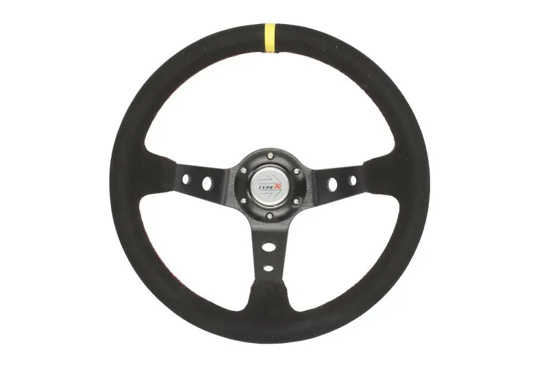 Kierownica ProRacing 5125 Zamszowa. Trójramienna kierownica sportowa śr 35cm odsadzenie 8cm SPEEDMAX – PP-KR-018
