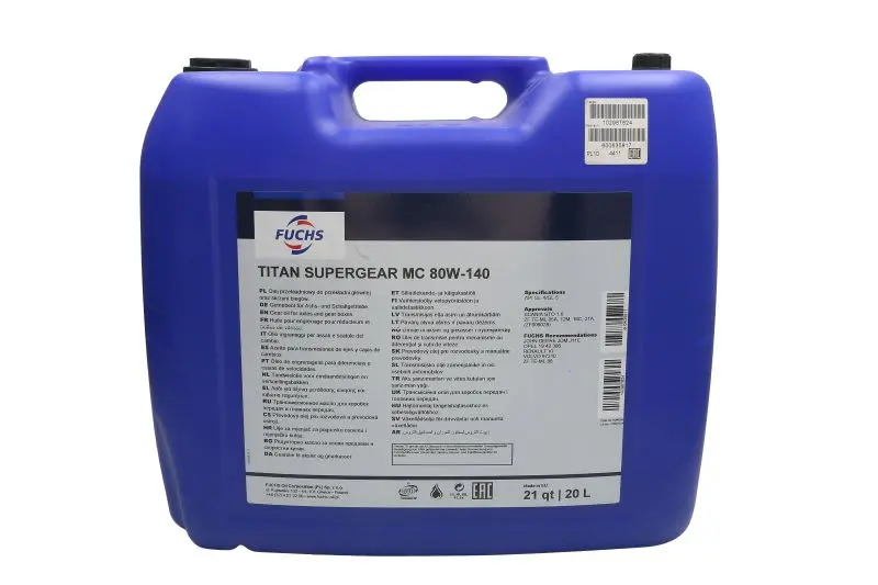 Olej MTF TITAN (20L) 80W140 (SUPERGEAR) FUCHS XXL – TITAN SUPG.MC 80W140 20L