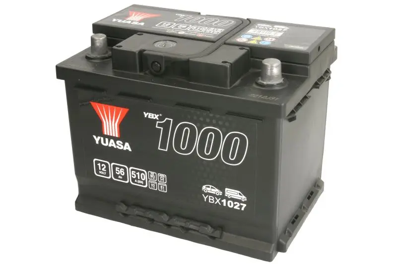 Akumulator YUASA 12V 56Ah/510A YBX1000 CaCa (P+ biegun standardowy) 243x175x190 B13 - stopka o wysokości 10,5 mm (rozruchowy) – YBX1027