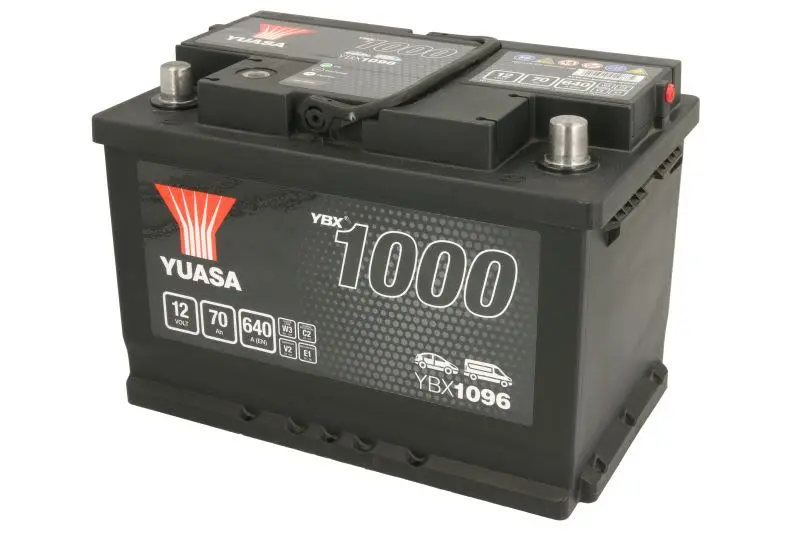 Akumulator YUASA 12V 70Ah/640A YBX1000 CaCa (P+ biegun standardowy) 278x175x190 B03 - stopka o wysokości 10,5 mm (rozruchowy) – YBX1096