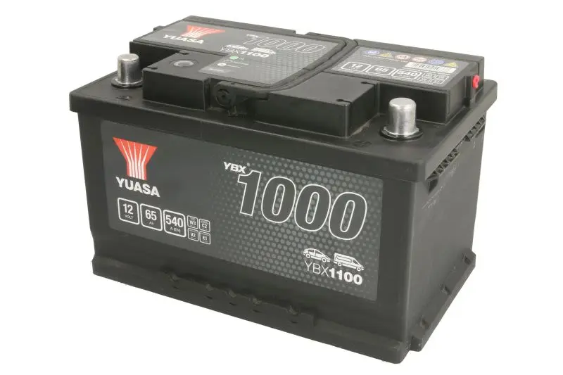 Akumulator YUASA 12V 65Ah/540A YBX1000 CaCa (P+ biegun standardowy) 278x175x190 B13 - stopka o wysokości 10,5 mm (rozruchowy) – YBX1100