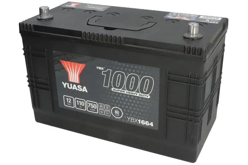 Akumulator 12V 110Ah/750A 1000 Series Super Heavy Duty (L+ Biegun standardowy) 347x174x235 B00 - brak stopki mocującej (Rozruchowy) YUASA – YBX1664