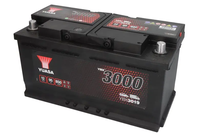 Akumulator YUASA 12V 95Ah/850A YBX3000 SMF (P+ biegun standardowy) 353x175x190 B03 - stopka o wysokości 10,5 mm (rozruchowy) – YBX3019