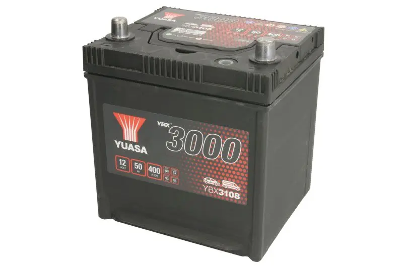 Akumulator YUASA 12V 50Ah/400A YBX3000 SMF (P+ biegun standardowy) 202x173x225 B01 - stopka o wysokości 10,5 mm (rozruchowy) – YBX3108