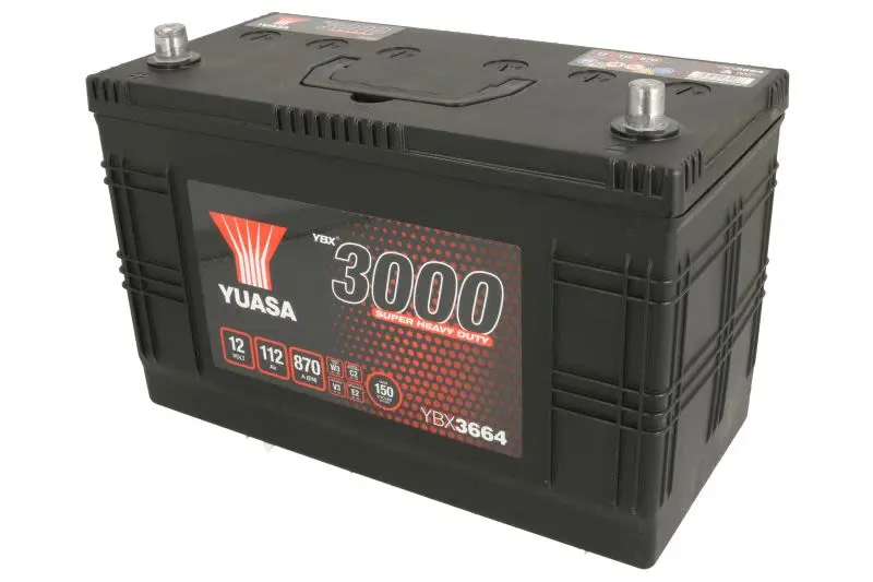 Akumulator 12V 112Ah/870A 3000 Series Super Heavy Duty (L+ Biegun standardowy) 346x173x234 B00 - brak stopki mocującej (Rozruchowy) YUASA – YBX3664
