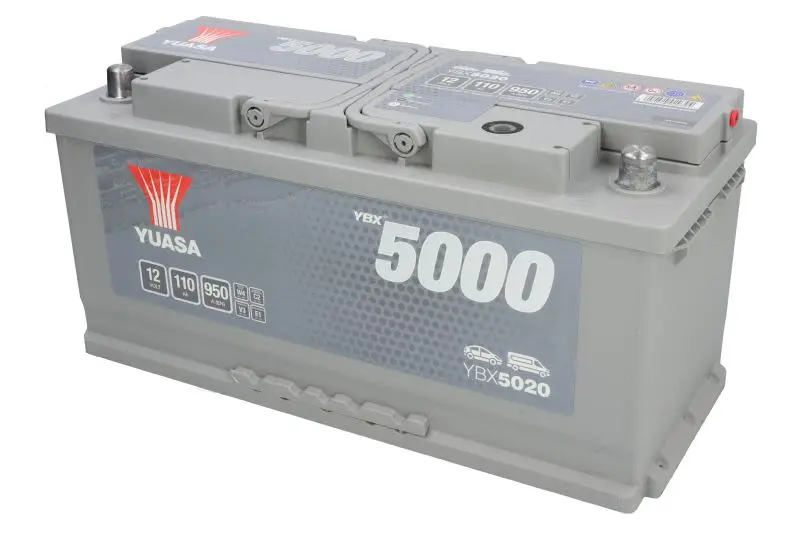 Akumulator YUASA 12V 110Ah/950A YBX5000 Silver High Performance SMF (P+ biegun standardowy) 393x175x190 B03 - stopka o wysokości 10,5 mm (rozruchowy) – YBX5020