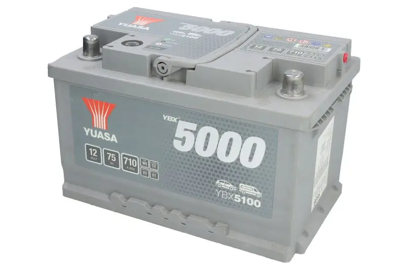 Akumulator YUASA 12V 75Ah/710A YBX5000 Silver High Performance SMF (P+ biegun standardowy) 278x175x175 B13 - stopka o wysokości 10,5 mm (rozruchowy) – YBX5100