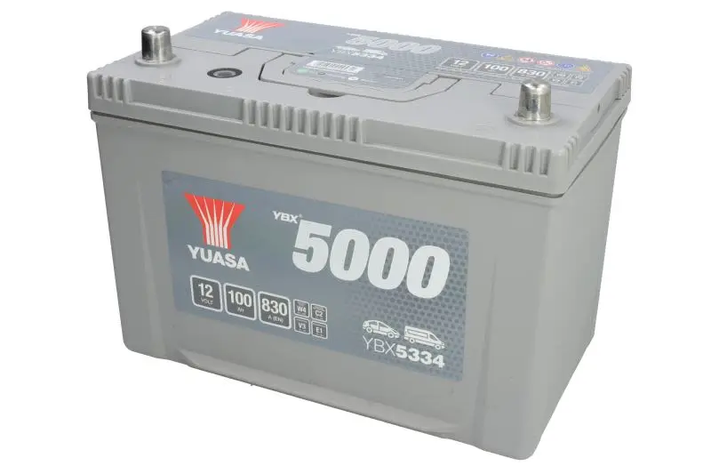 Akumulator YUASA 12V 100Ah/830A YBX5000 Silver High Performance SMF (L+ biegun standardowy) 303x173x225 B01 - stopka o wysokości 10,5 mm (rozruchowy) – YBX5334