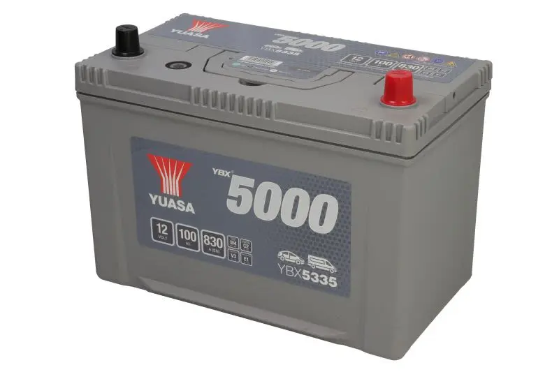 Akumulator YUASA 12V 100Ah/830A YBX5000 Silver High Performance SMF (P+ biegun standardowy) 303x173x225 B01 - stopka o wysokości 10,5 mm (rozruchowy) – YBX5335
