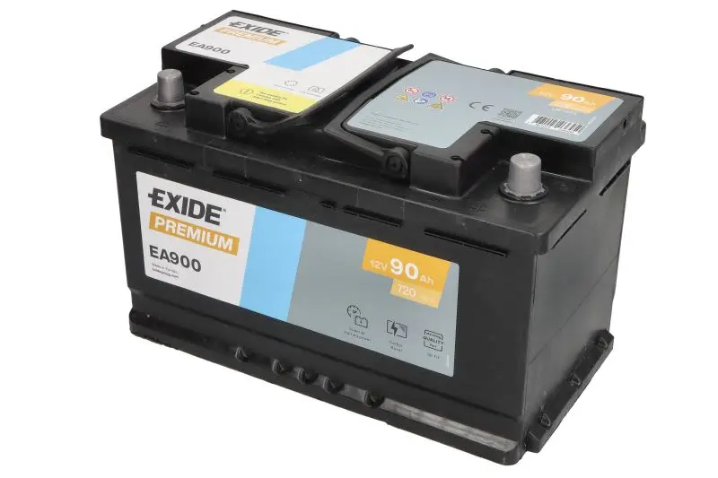 Akumulator EXIDE 12V 90Ah/720A PREMIUM (P+ biegun standardowy) 315x175x190 B13 - stopka o wysokości 10,5 mm (rozruchowy) – EA900.