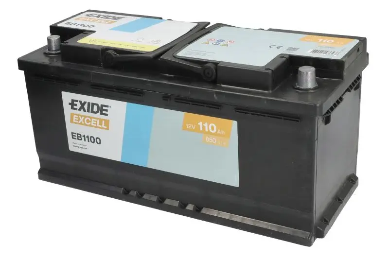 Akumulator EXIDE 12V 110Ah/850A EXCELL (P+ biegun standardowy) 392x175x190 B13 - stopka o wysokości 10,5 mm (rozruchowy) – EB1100