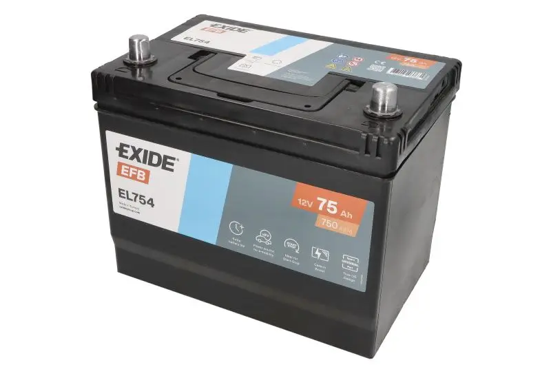 Akumulator EXIDE 12V 75Ah/750A EFB (P+) 260x173x222 B00 - brak stopki mocującej (efb) – EL754