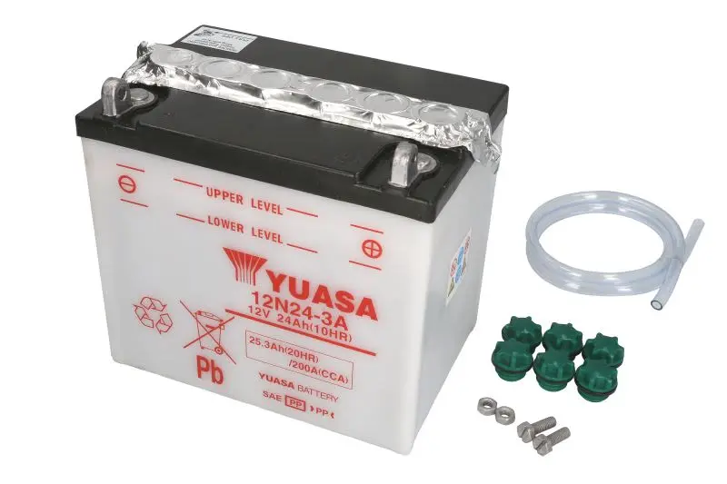 Akumulator Kwasowy/Rozruchowy YUASA 12V 25Ah 200A P+ Obsługowy 184x124x175mm Suchoładowany bez elektrolitu wymagana ilość elektrolitu 1,8l 12N24-3A – 12N24-3A YUASA