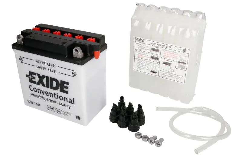Akumulator Kwasowy/Rozruchowy/Suchoładowany z elektrolitem (ograniczona sprzedaż konsumencka) EXIDE 12V 5Ah 40A P+ Obsługowy elektrolit w zestawie 120x60x130mm Suchoładowany z elektrolitem 12N5-3B pas – 12N5-3B EXIDE