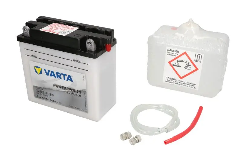 Akumulator Kwasowy/Rozruchowy/Suchoładowany z elektrolitem (ograniczona sprzedaż konsumencka) VARTA 12V 5,5Ah 55A P+ Obsługowy elektrolit w zestawie 136x61x131mm Suchoładowany z elektrolitem 12N5.5-3B – 12N5.5-3B VARTA FUN