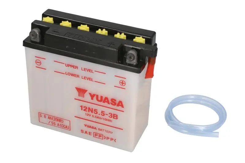 Akumulator Kwasowy/Rozruchowy YUASA 12V 6Ah 55A P+ Obsługowy 135x60x130mm Suchoładowany bez elektrolitu wymagana ilość elektrolitu 0,4l 12N5.5-3B – 12N5.5-3B YUASA