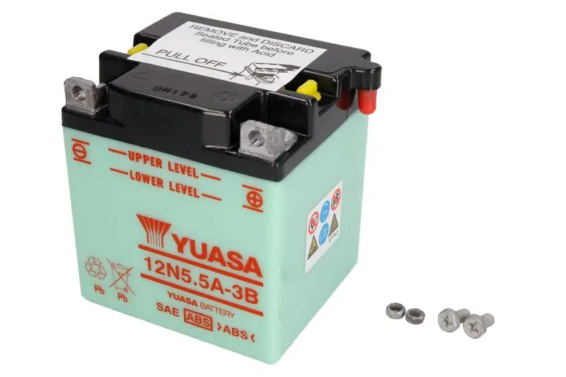 Akumulator Kwasowy/Rozruchowy YUASA 12V 6Ah 58A P+ Obsługowy 103x90x114mm Suchoładowany bez elektrolitu wymagana ilość elektrolitu 0,5l 12N5.5A-3B – 12N5.5A-3B YUASA