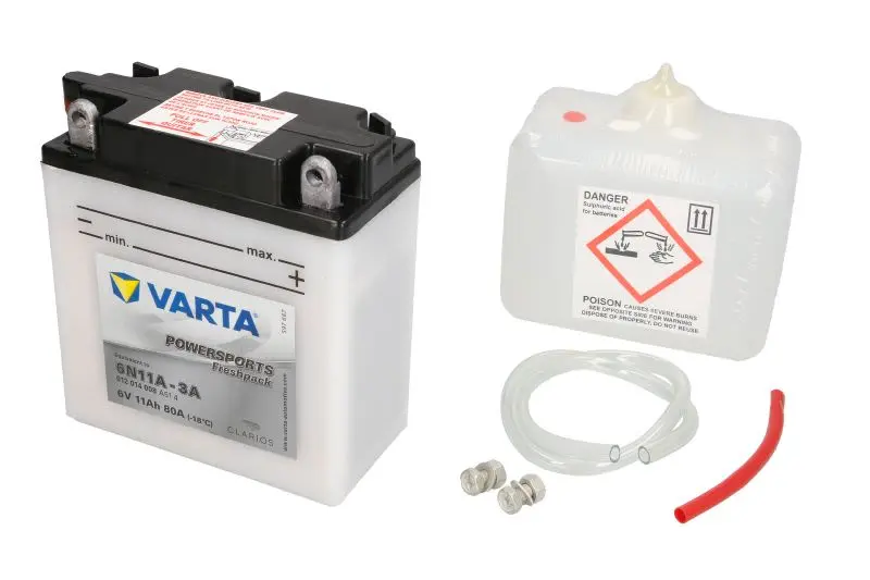 Akumulator Kwasowy/Rozruchowy/Suchoładowany z elektrolitem (ograniczona sprzedaż konsumencka) VARTA 6V 11Ah 80A P+ Obsługowy elektrolit w zestawie 122x61x135mm Suchoładowany z elektrolitem 6N11A-3A – 6N11A-3A VARTA FUN
