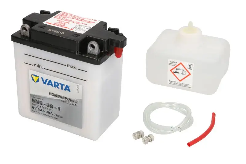 Akumulator Kwasowy/Rozruchowy/Suchoładowany z elektrolitem (ograniczona sprzedaż konsumencka) VARTA 6V 6Ah 30A P+ Obsługowy elektrolit w zestawie 100x57x110mm Suchoładowany z elektrolitem 6N6-3B-1 pas – 6N6-3B-1 VARTA FUN