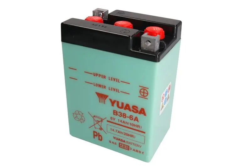 Akumulator Kwasowy/Rozruchowy YUASA 6V 14Ah P+ Obsługowy 119x83x161mm Suchoładowany bez elektrolitu wymagana ilość elektrolitu 0,62l B38-6A – B38-6A YUASA