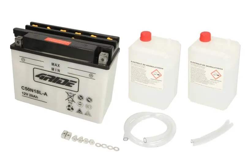 Akumulator Kwasowy/Rozruchowy/Suchoładowany z elektrolitem (ograniczona sprzedaż konsumencka) 4 RIDE 12V 20Ah 280A P+ Obsługowy elektrolit w zestawie 206x91x163mm Suchoładowany z elektrolitem C50N18L – C50N18L-A 4RIDE