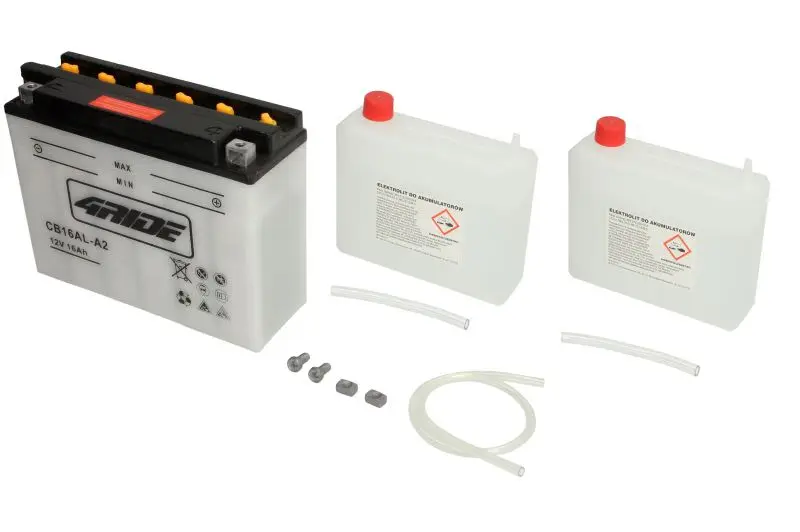 Akumulator Kwasowy/Rozruchowy/Suchoładowany z elektrolitem (ograniczona sprzedaż konsumencka) 4 RIDE 12V 16Ah 200A P+ Obsługowy elektrolit w zestawie 207x72x164mm Suchoładowany z elektrolitem CB16AL-A – CB16AL-A2 4RIDE
