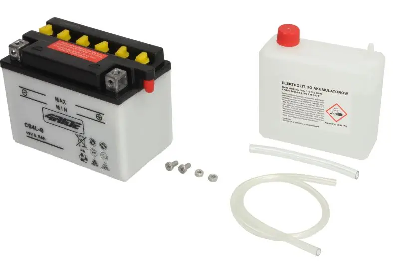 Akumulator Kwasowy/Rozruchowy/Suchoładowany z elektrolitem (ograniczona sprzedaż konsumencka) 4 RIDE 12V 4Ah 56A P+ Obsługowy elektrolit w zestawie 121x71x93mm Suchoładowany z elektrolitem CB4L-B pasu – CB4L-B 4RIDE