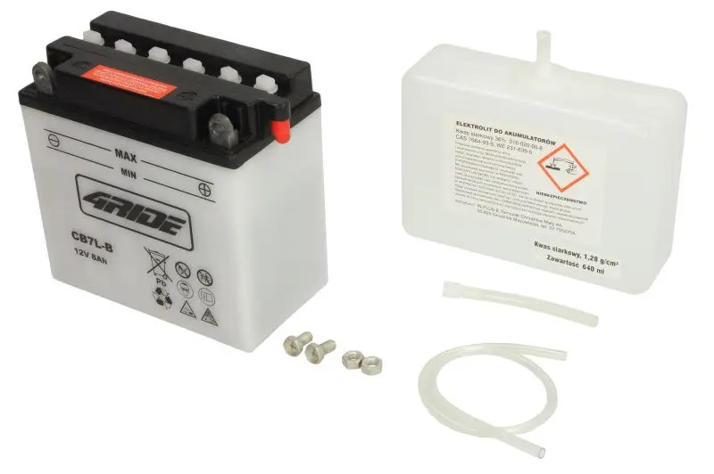 Akumulator Kwasowy/Rozruchowy/Suchoładowany z elektrolitem (ograniczona sprzedaż konsumencka) 4 RIDE 12V 7Ah 124A P+ Obsługowy elektrolit w zestawie 137x76x134mm Suchoładowany z elektrolitem CB7L-B pa – CB7L-B 4RIDE
