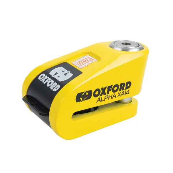 Blokada tarczy hamulcowej z alarmem XA14 OXFORD kolor żółty 67mm x 35mm x 60mm trzpień 14mm – LK217