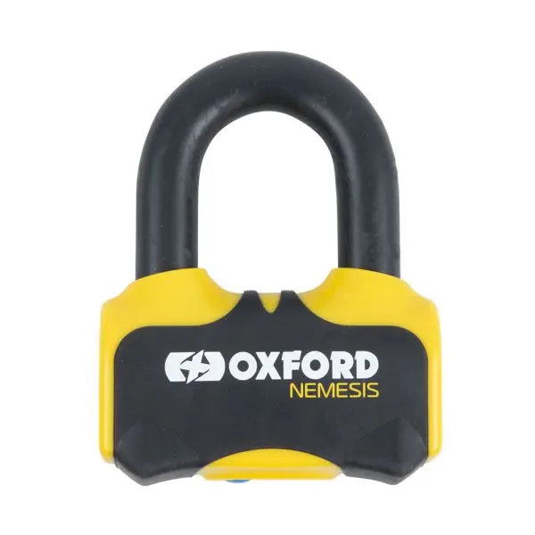 Blokada tarczy hamulcowej NEMESIS OXFORD kolor żółty 122mm x 95mm trzpień 16mm – LK471