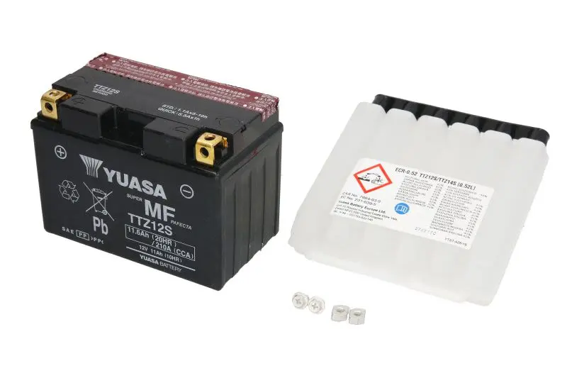 Akumulator AGM/Rozruchowy/Suchoładowany z elektrolitem (ograniczona sprzedaż konsumencka) YUASA 12V 11Ah 210A L+ Bezobsługowy elektrolit w zestawie 150x87x110mm Suchoładowany z elektrolitem TTZ12S-BS – TTZ12S-BS YUASA