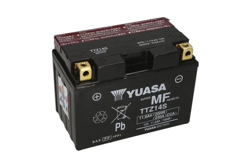 Akumulator AGM/Rozruchowy/Suchoładowany z elektrolitem (ograniczona sprzedaż konsumencka) YUASA 12V 12Ah 230A L+ Bezobsługowy elektrolit w zestawie 150x84x110mm Suchoładowany z elektrolitem TTZ14S pas – TTZ14S YUASA