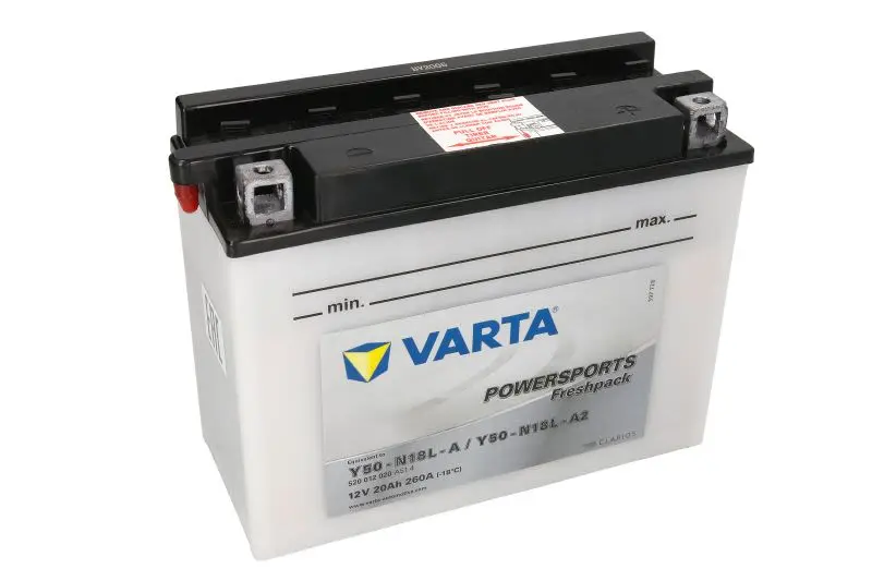Akumulator Kwasowy/Rozruchowy/Suchoładowany z elektrolitem (ograniczona sprzedaż konsumencka) VARTA 12V 20Ah 260A P+ Obsługowy elektrolit w zestawie 207x92x164mm Suchoładowany z elektrolitem Y50-N18L – Y50-N18L-A2 VARTA FUN