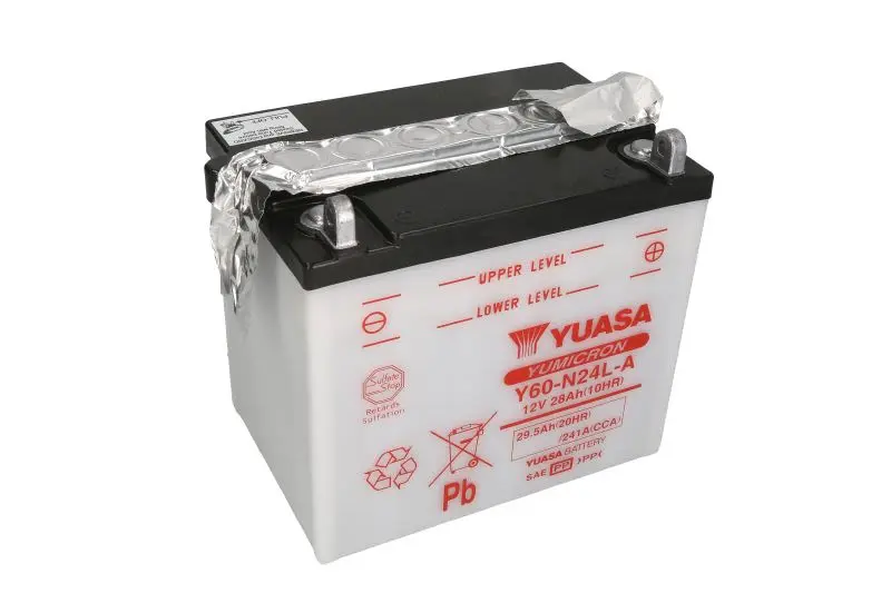Akumulator Kwasowy/Rozruchowy YUASA 12V 30Ah 241A P+ Obsługowy 184x124x175mm Suchoładowany bez elektrolitu wymagana ilość elektrolitu 1,7l Y60-N24L-A – Y60-N24L-A YUASA